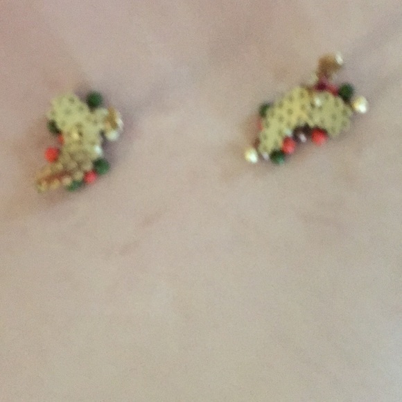 Unique vintage beaded  green and orange earrings - Picture 3 of 4